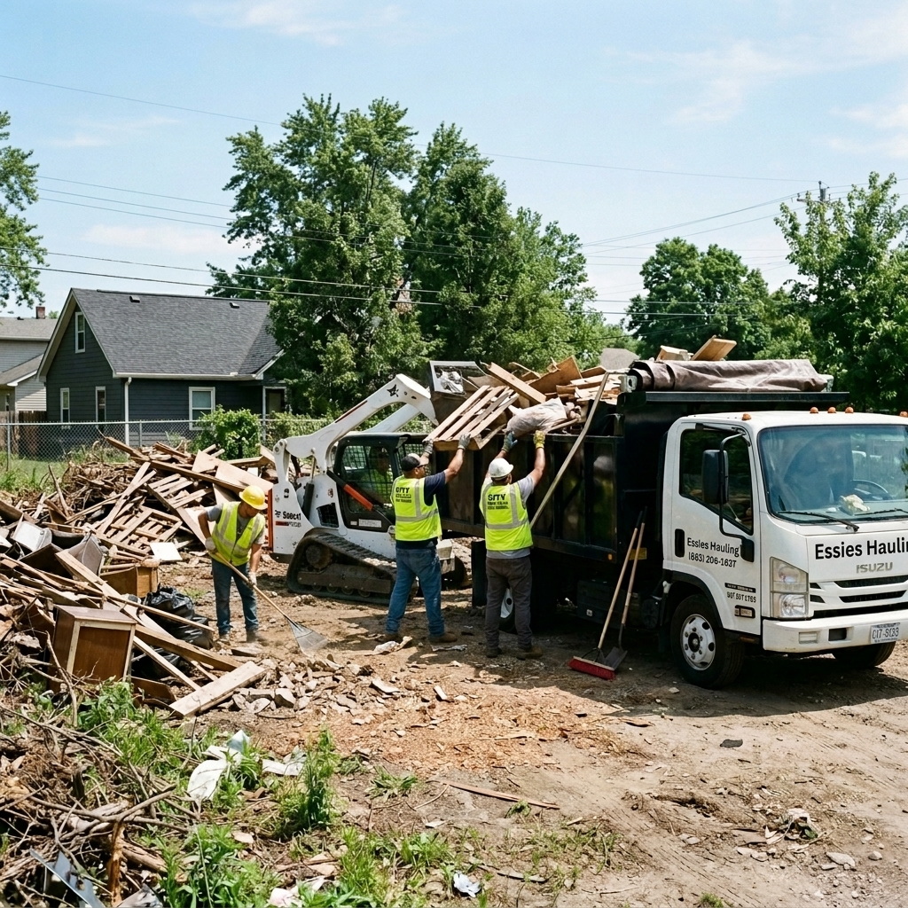 Site cleanup and hauling crew