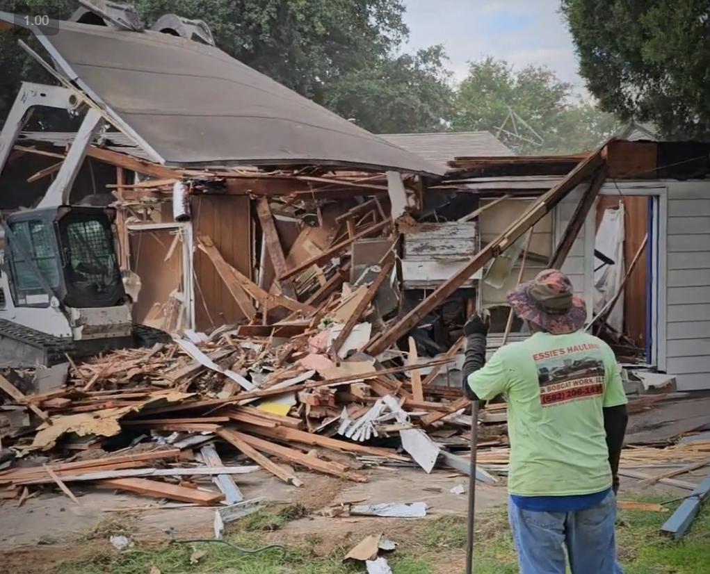 House demolition in progress
